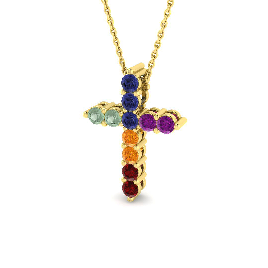 9ct Yellow Gold 0.96ct Multi Sapphire Pendant