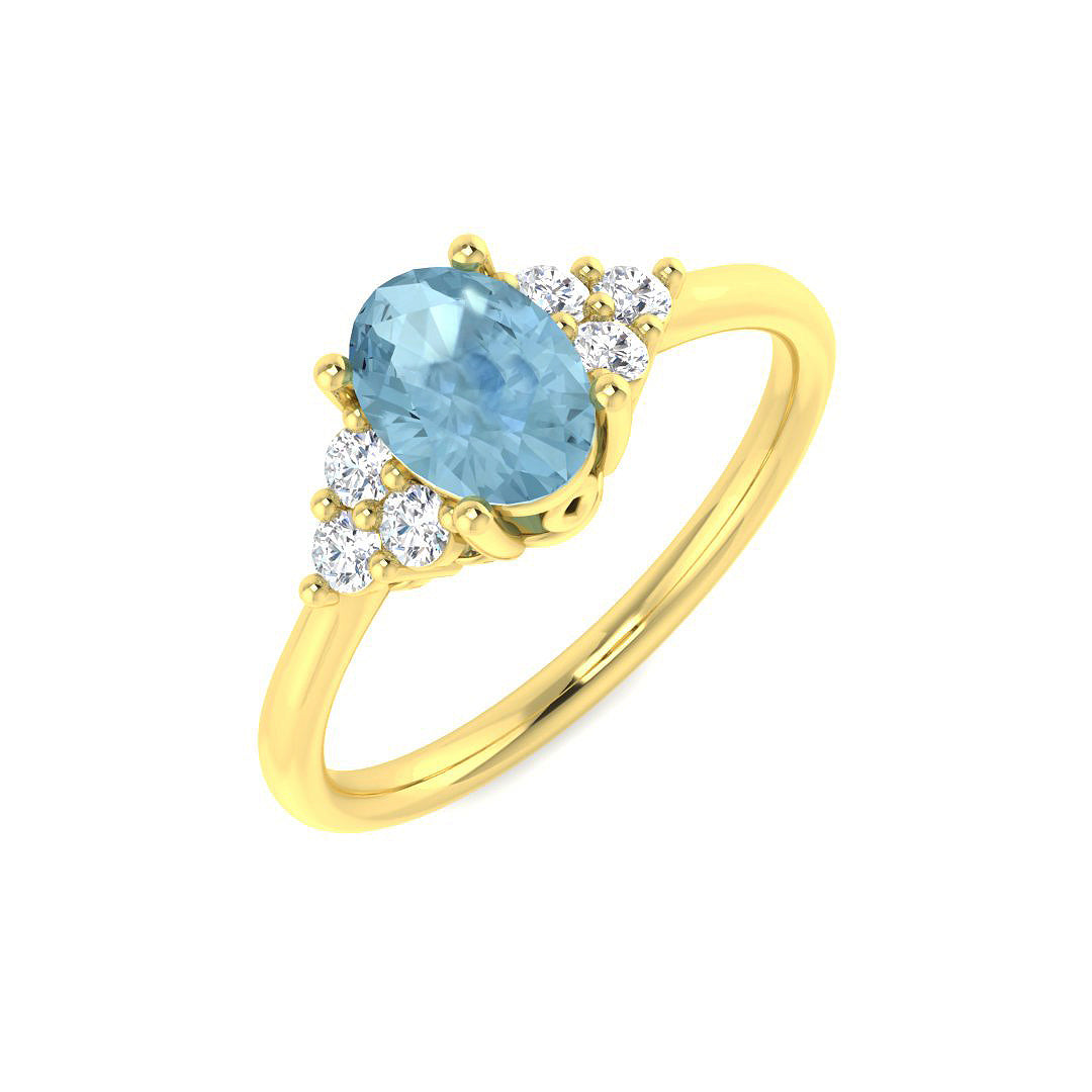 9ct Yellow Gold 0.96ct Aquamarine Ring