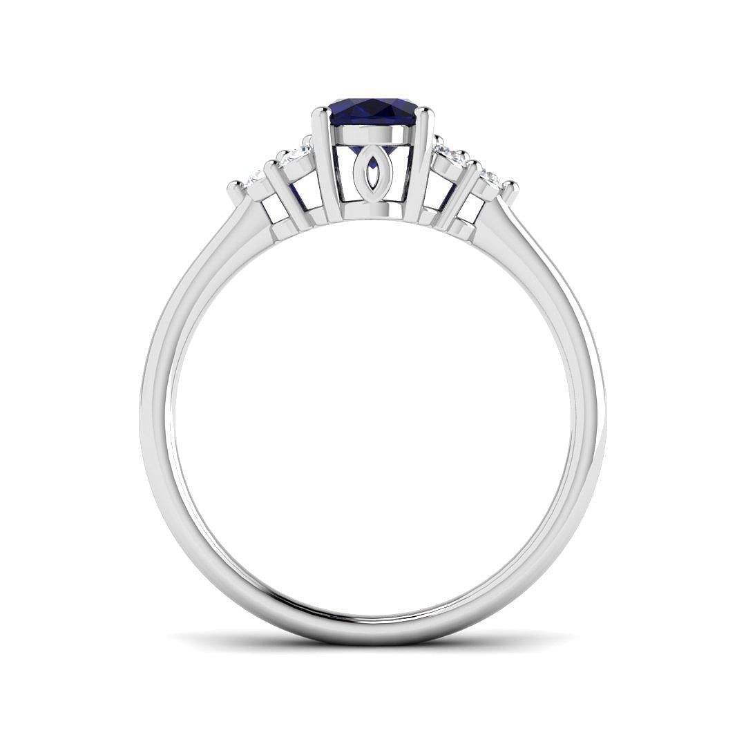 9ct White Gold 1.04ct Blue Sapphire Ring