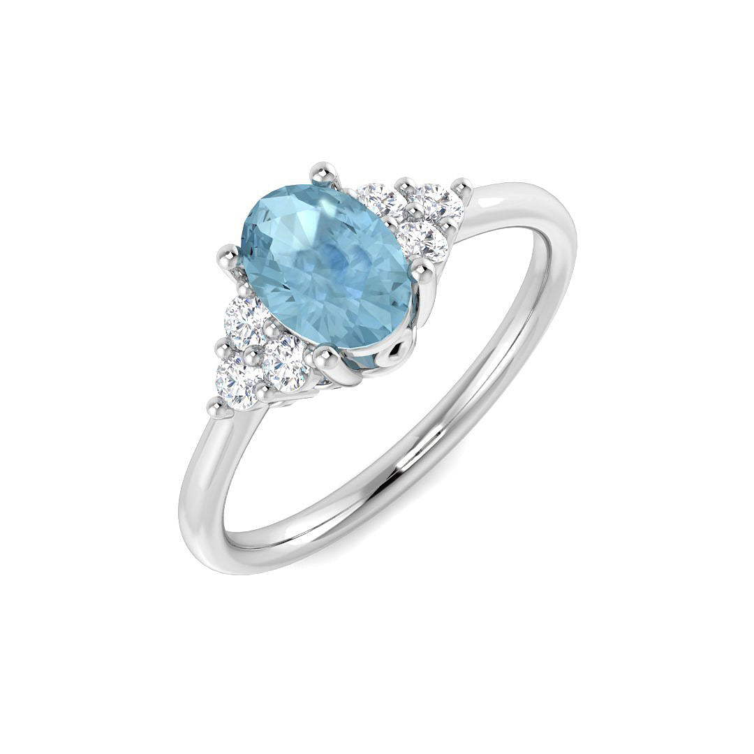 9ct White Gold 0.96ct Aquamarine Ring