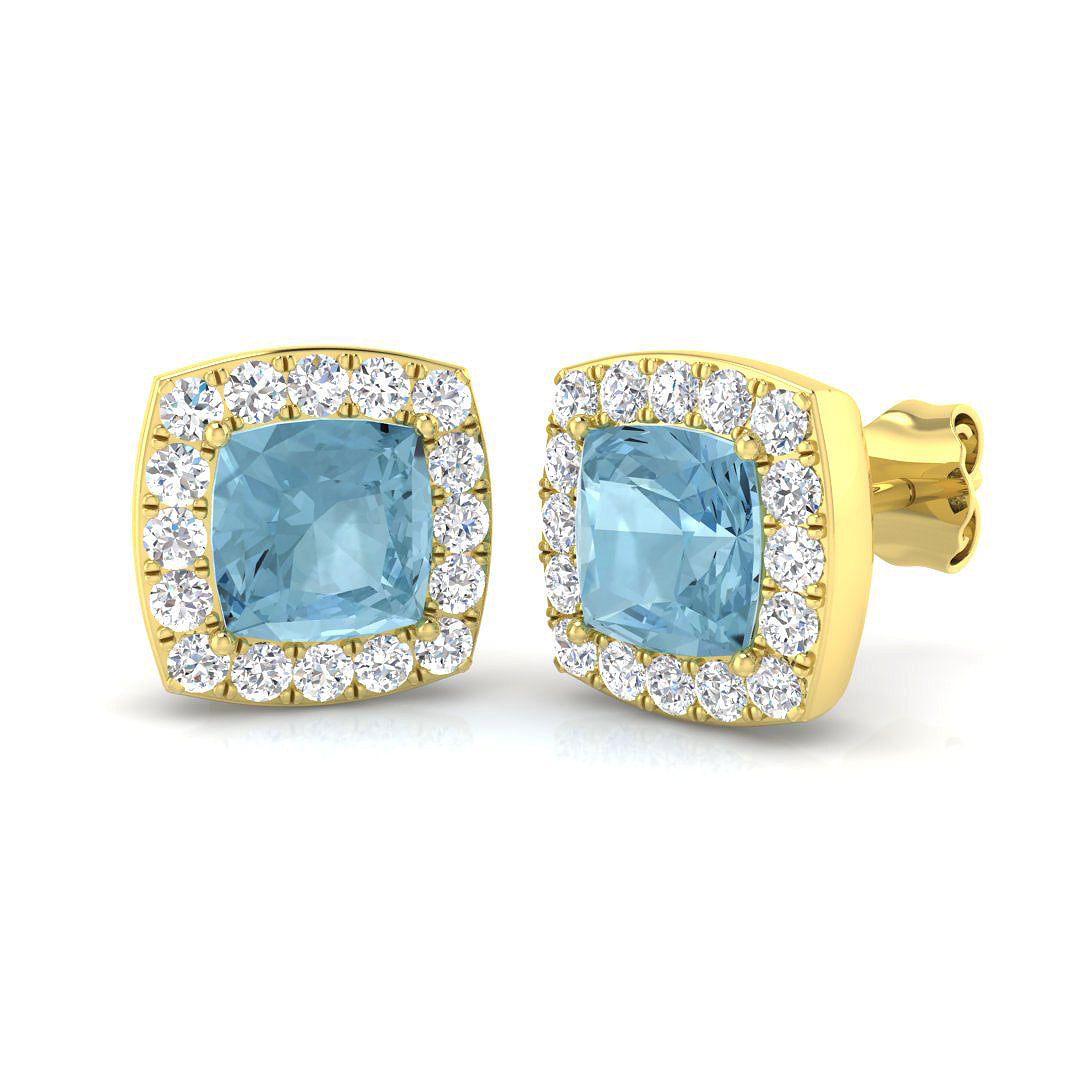 9ct Yellow Gold 2.11ct Aquamarine Earrings