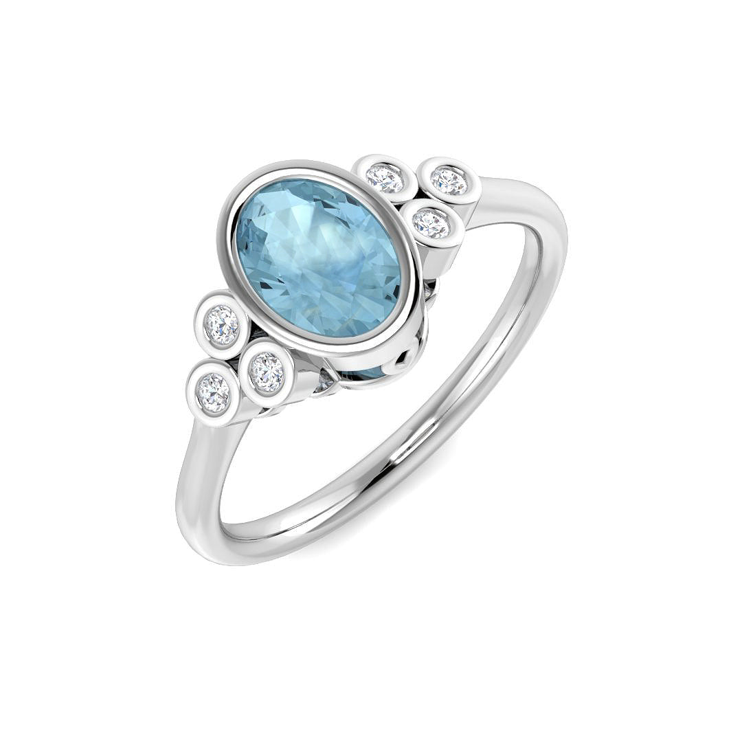 9ct White Gold 0.69ct Aquamarine Ring