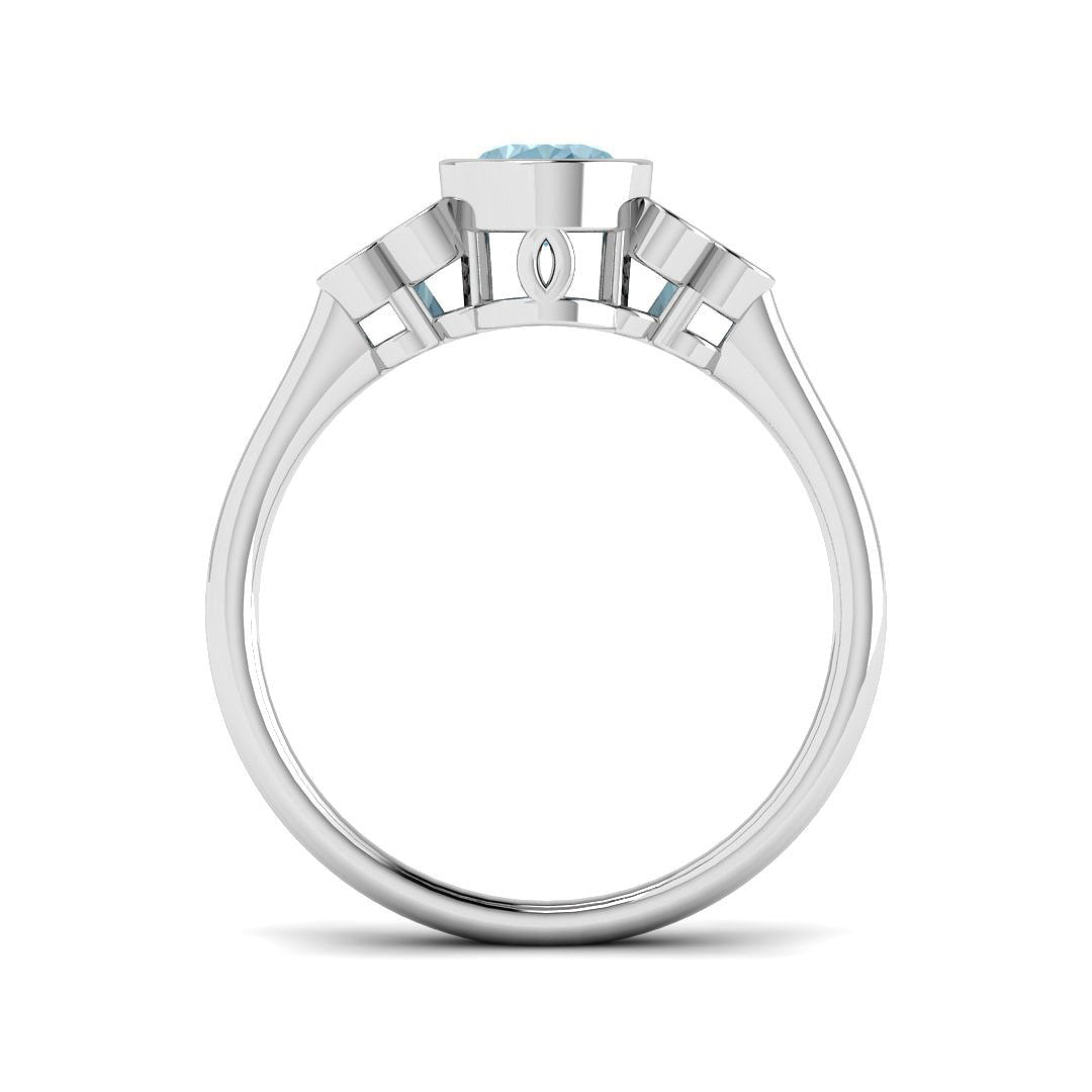 9ct White Gold 0.69ct Aquamarine Ring