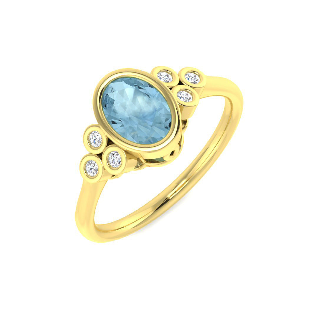 9ct Yellow Gold 0.69ct Aquamarine Ring