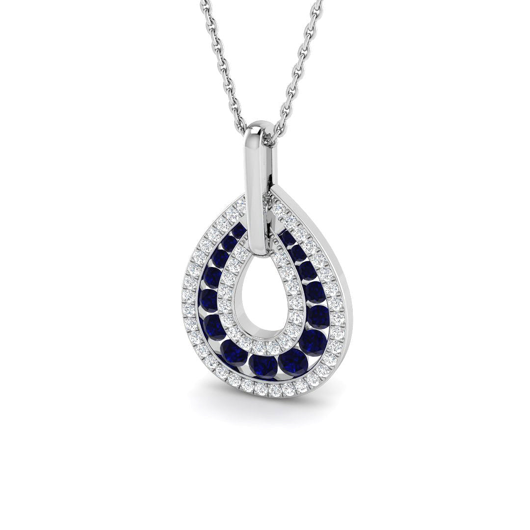 9ct White Gold 0.87ct Blue Sapphire Pendant