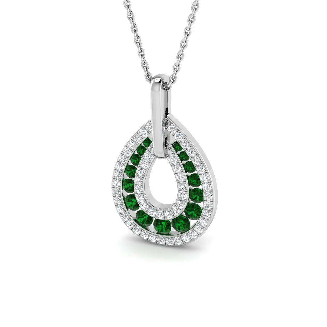 9ct White Gold 0.68ct Emerald Pendant