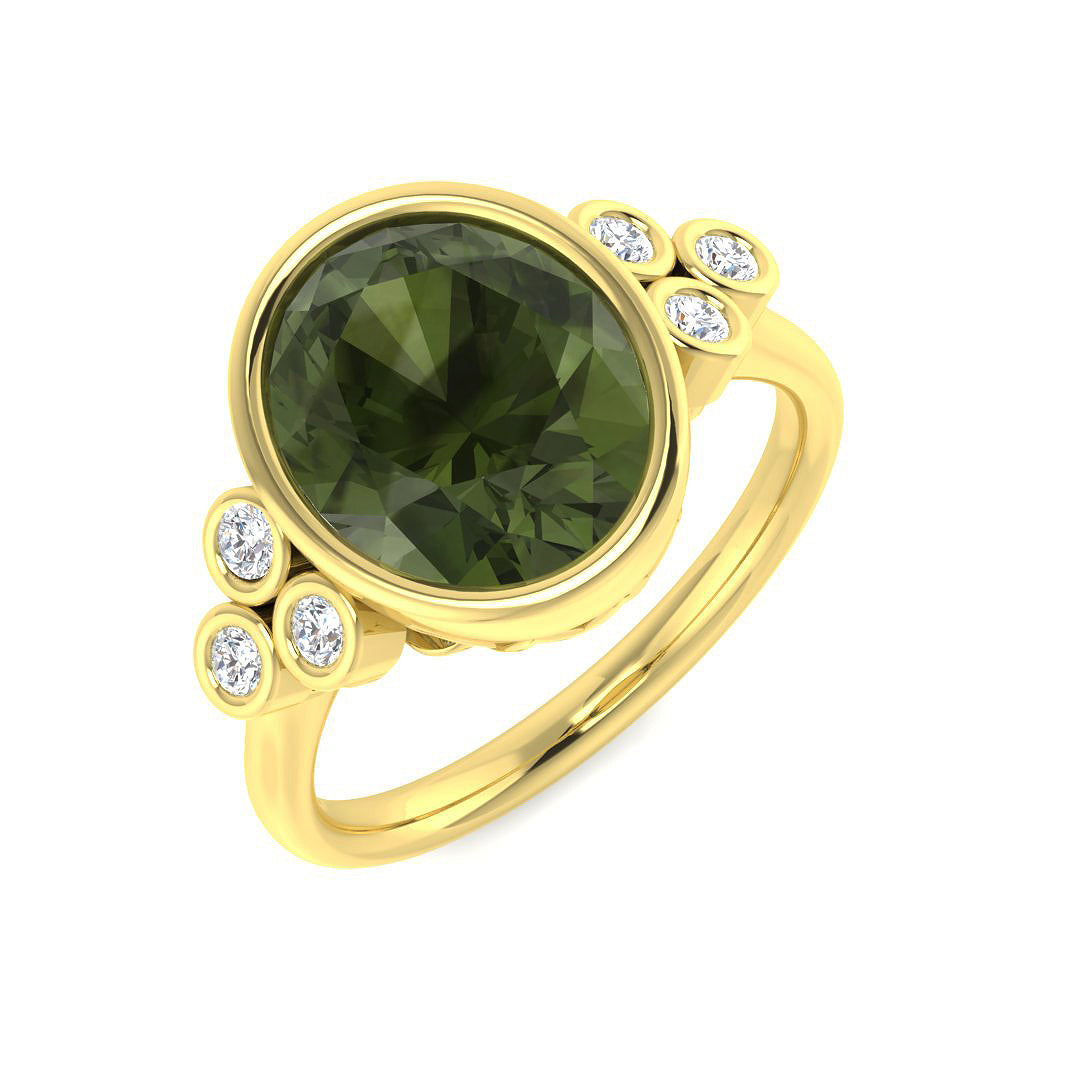 18ct Yellow Gold 3.80ct Green Tourmaline Ring