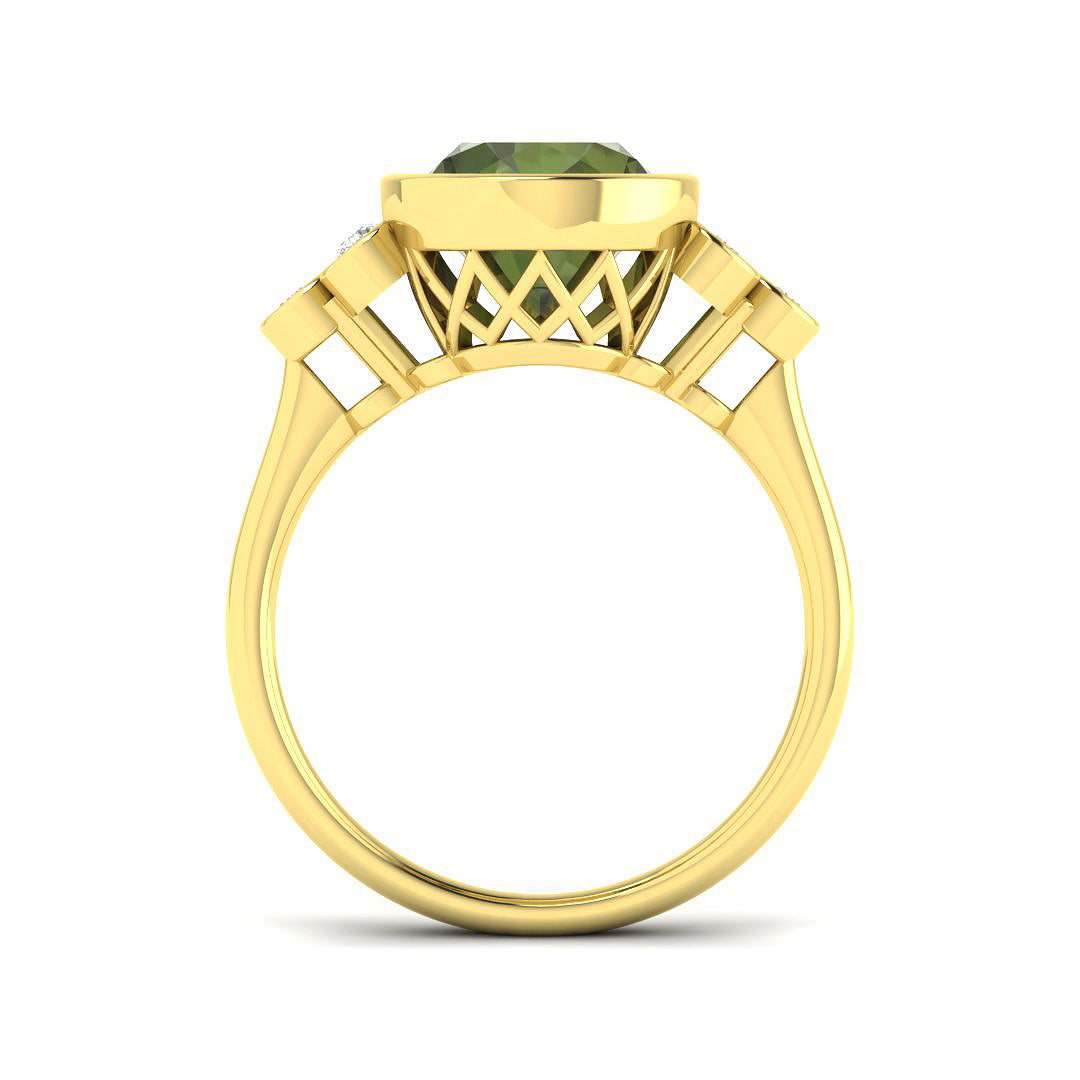 18ct Yellow Gold 3.80ct Green Tourmaline Ring