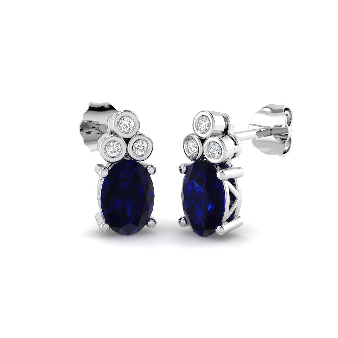 9ct White Gold 1.78ct Blue Sapphire Earrings