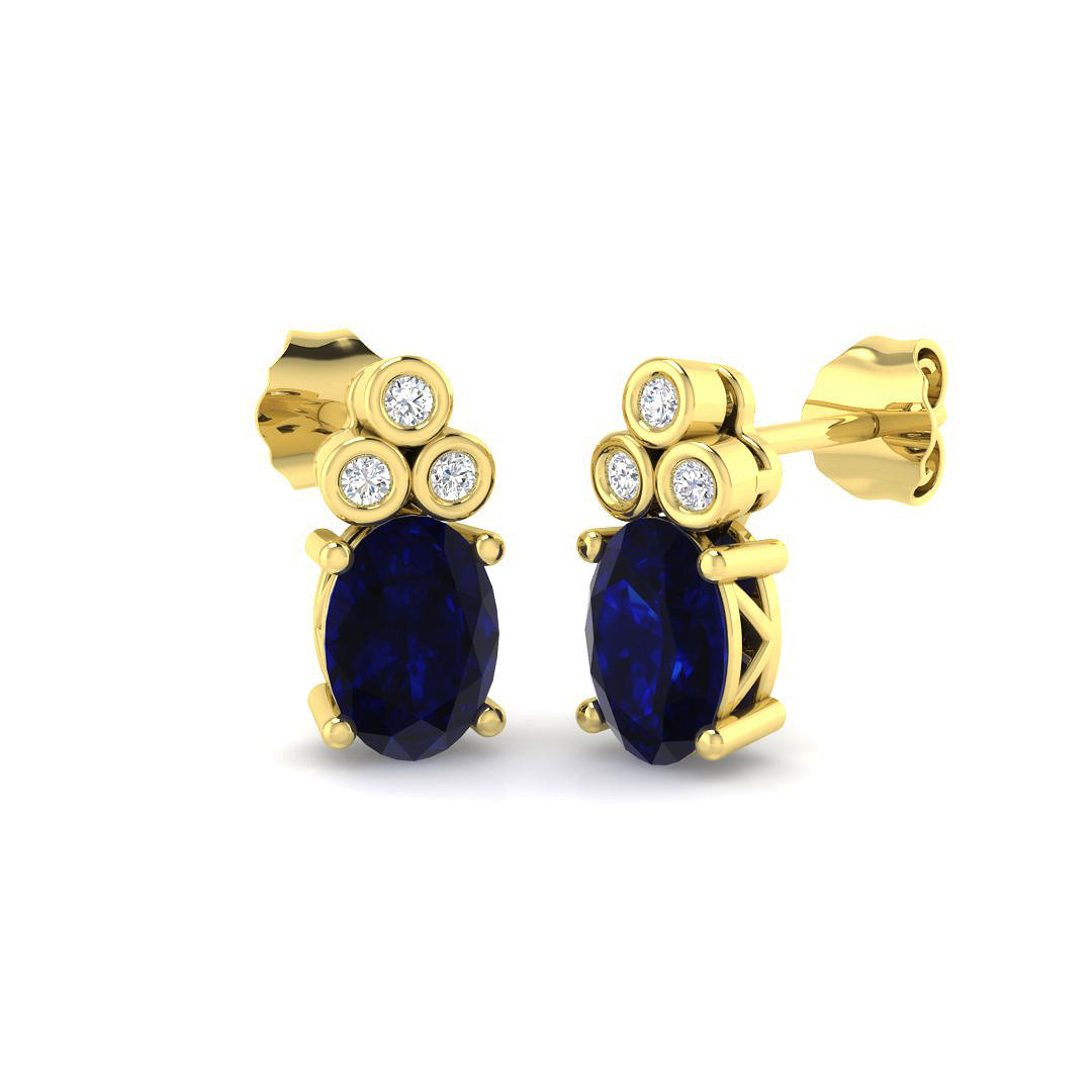 9ct Yellow Gold 1.78ct Blue Sapphire Earrings