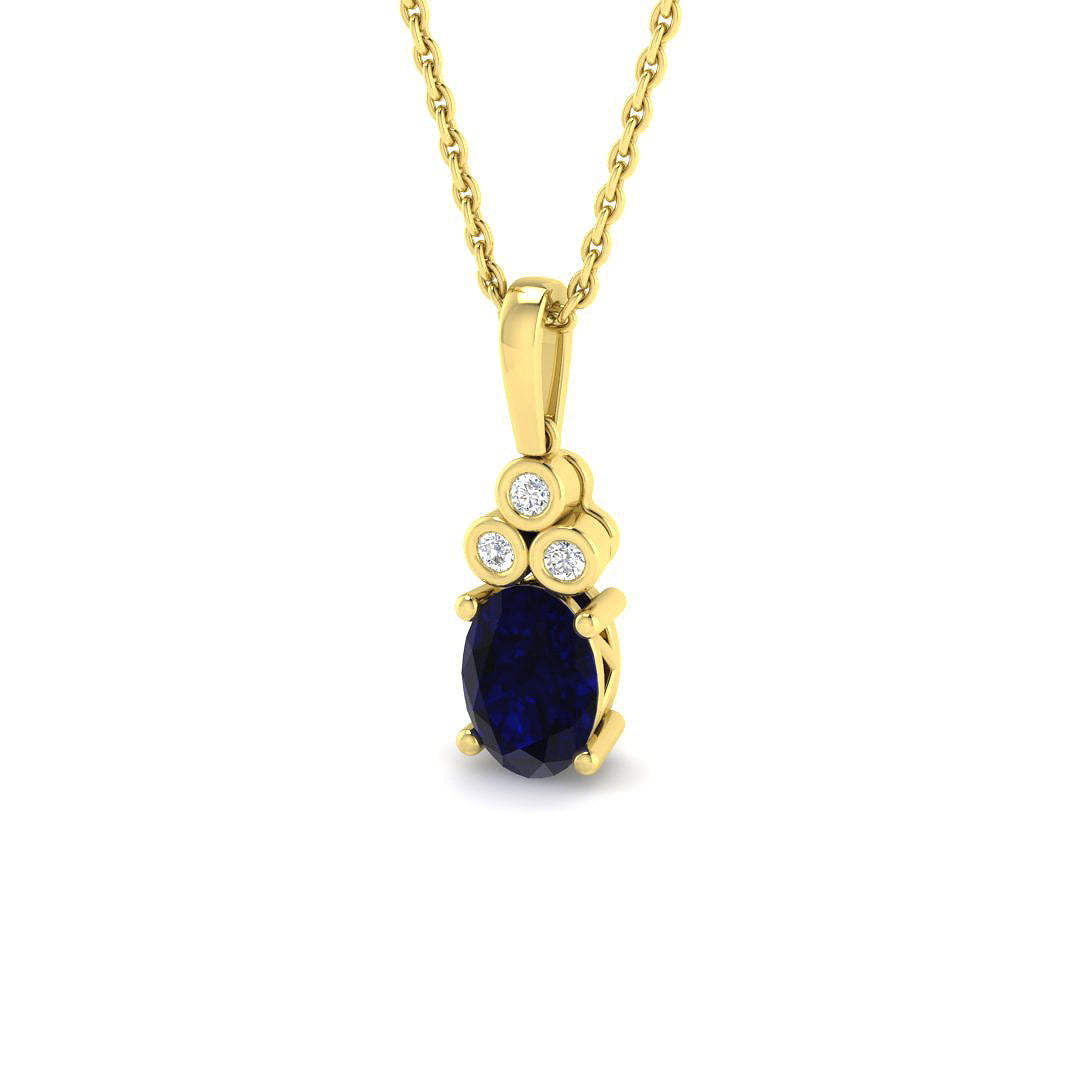 9ct Yellow Gold 1.13ct Blue Sapphire Pendant