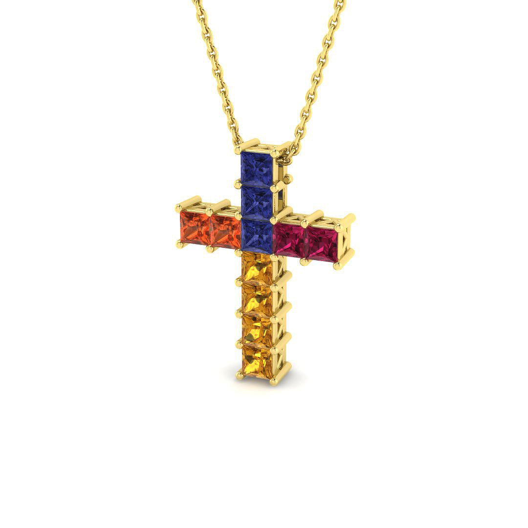 9ct Yellow Gold 1.55ct Multi Sapphire Pendant