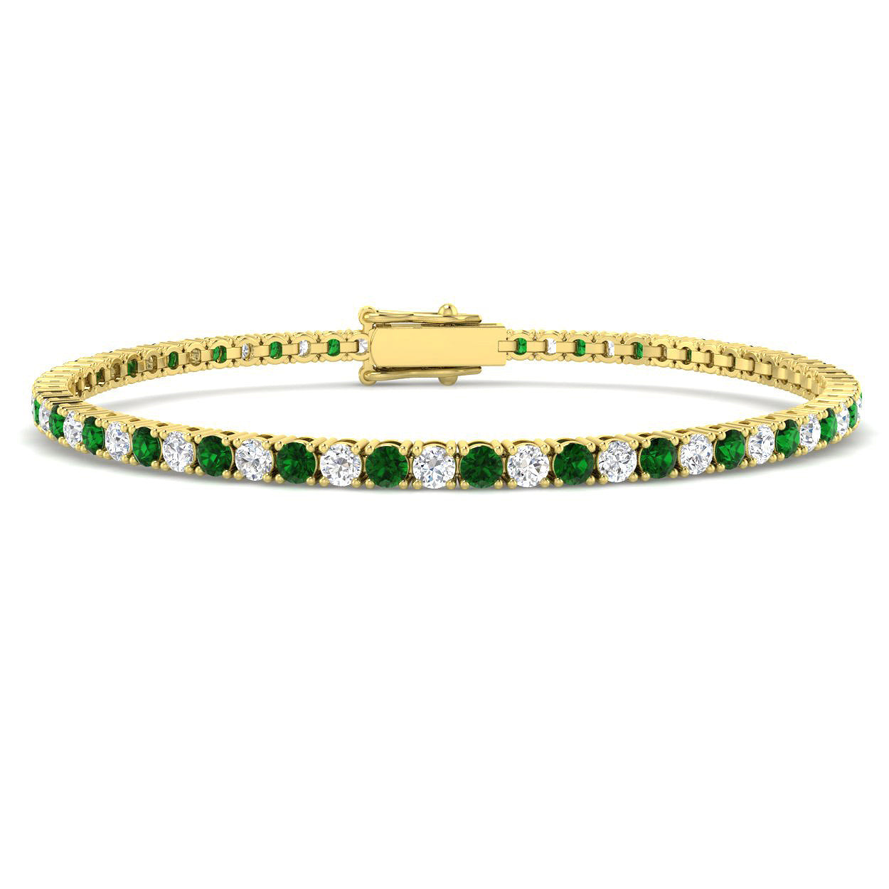 9ct Yellow Gold 4.28ct Laboratory Grown Lab Emerald Bracelet