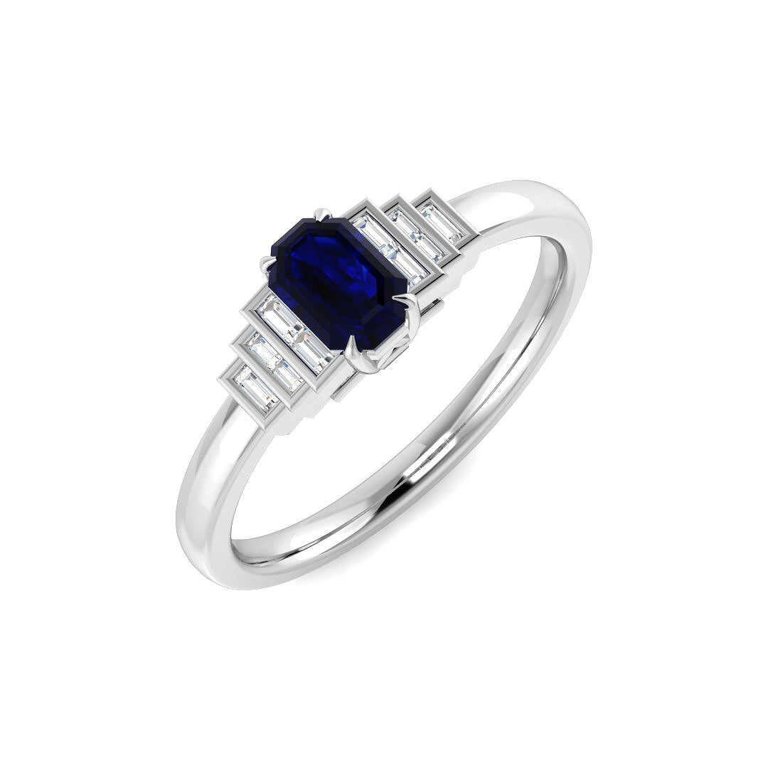 9ct White Gold 0.54ct Blue Sapphire Ring