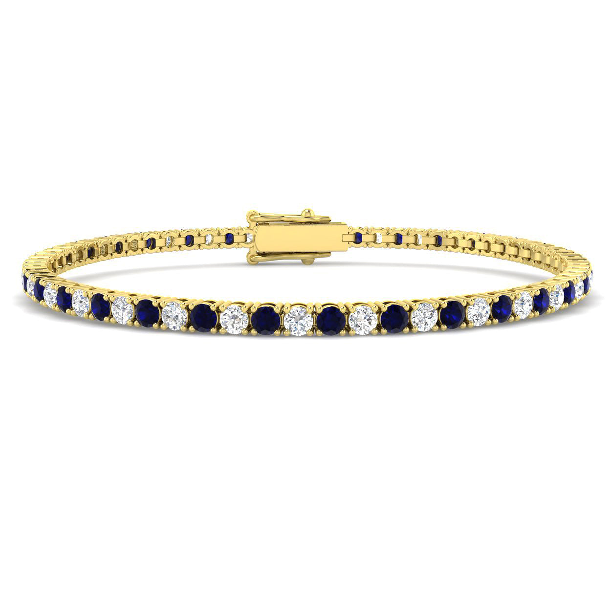 9ct Yellow Gold 4.59ct Laboratory Grown Lab Blue Sapphire Bracelet