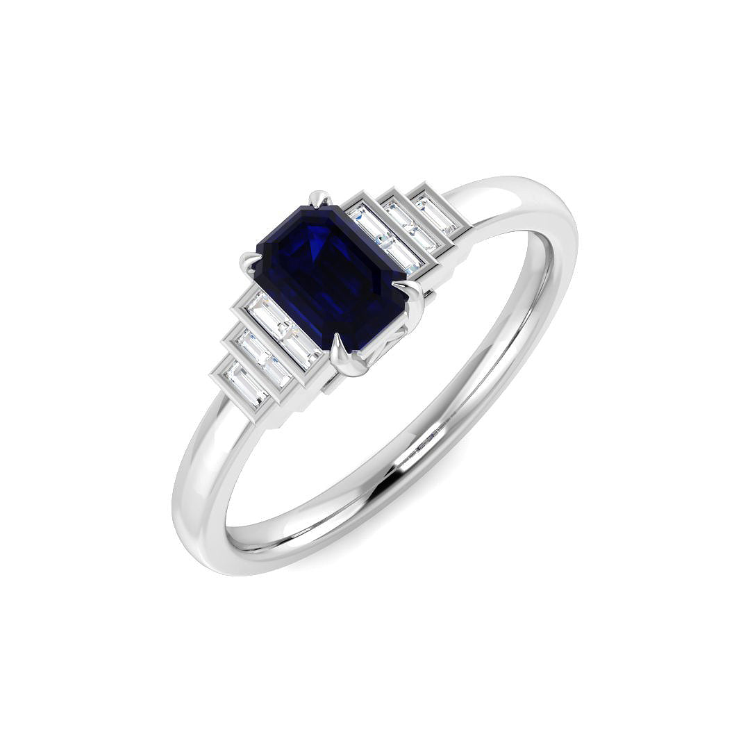 9ct White Gold 0.53ct Blue Sapphire Ring