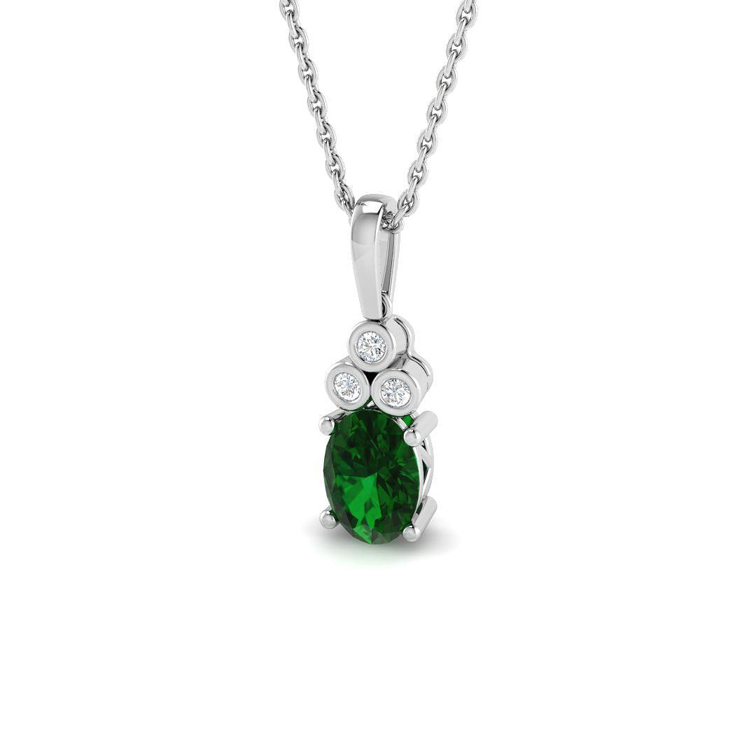 9ct White Gold 0.79ct Emerald Pendant