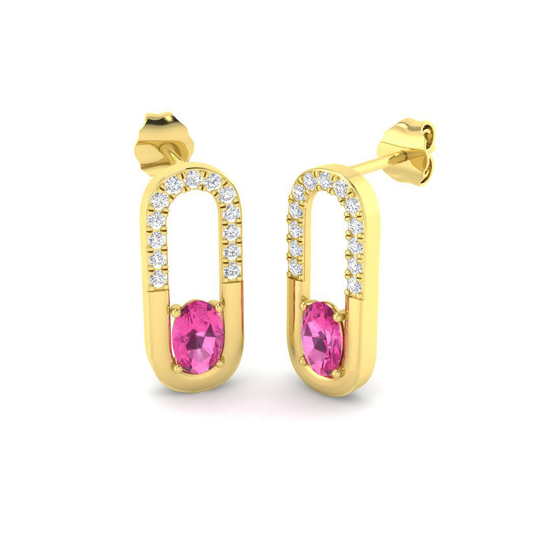 9ct Yellow Gold 1.12ct Pink Sapphire Earrings