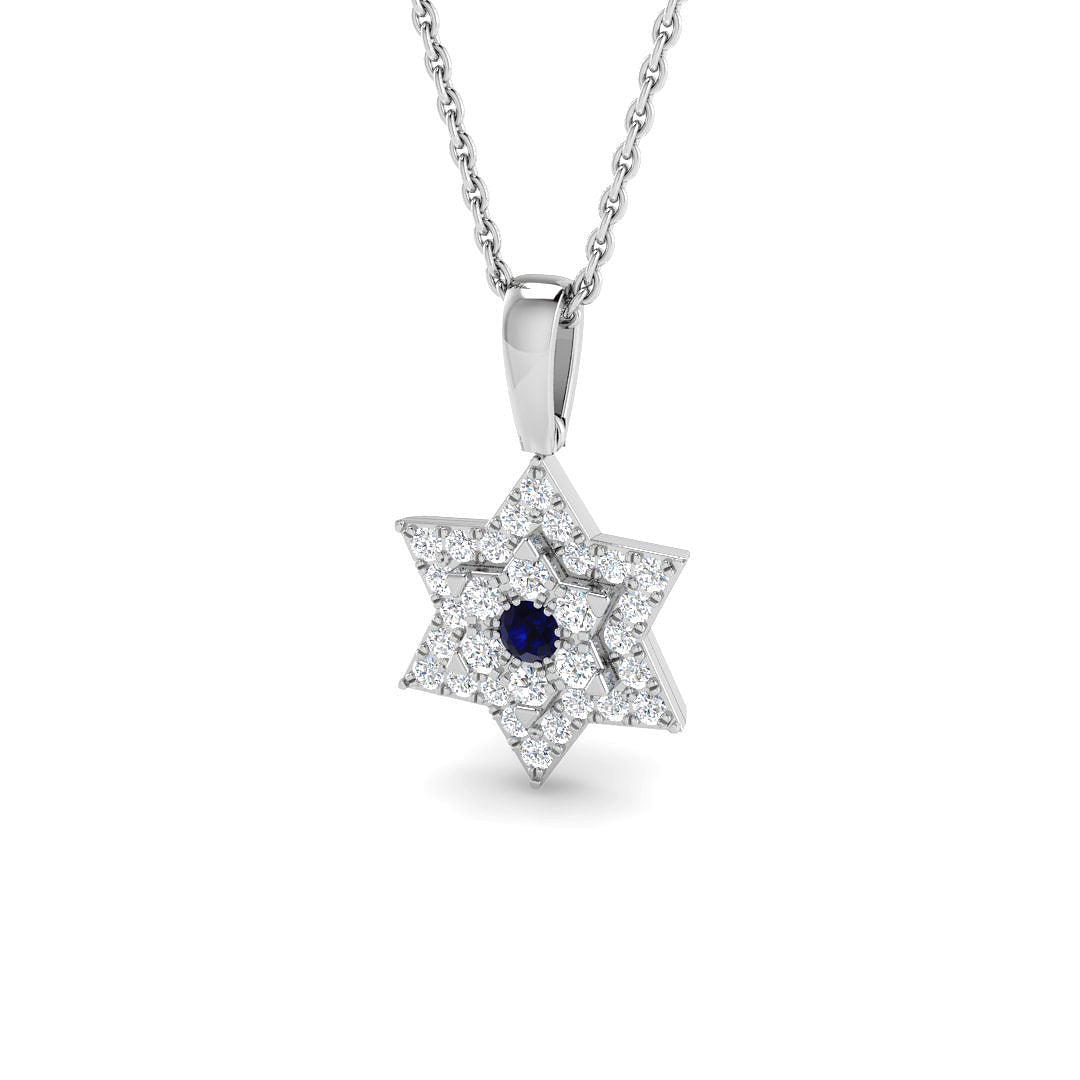 9ct White Gold 0.34ct Blue Sapphire Pendant