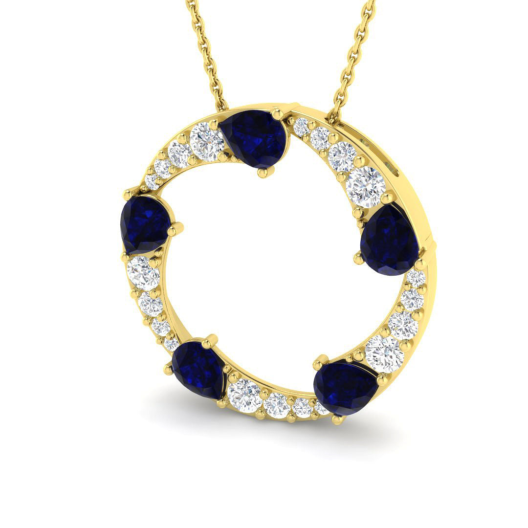 9ct Yellow Gold 2.64ct Blue Sapphire Pendant