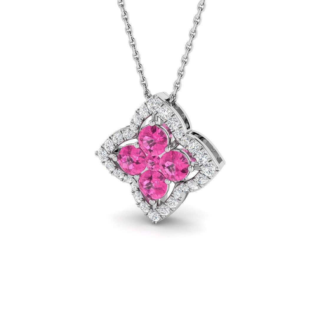 9ct White Gold 1.16ct Pink Sapphire Pendant