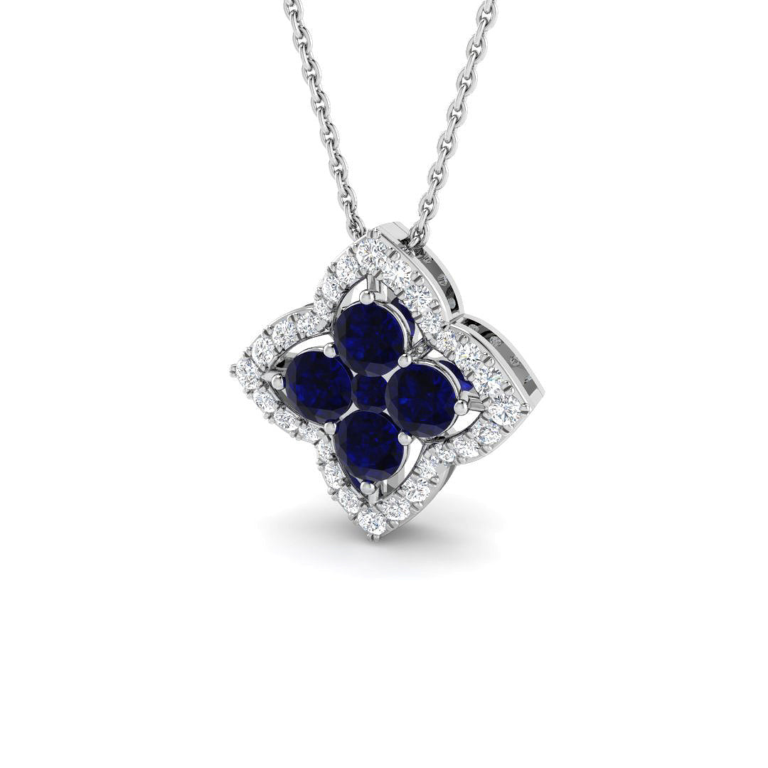 9ct White Gold 1.04ct Blue Sapphire Pendant