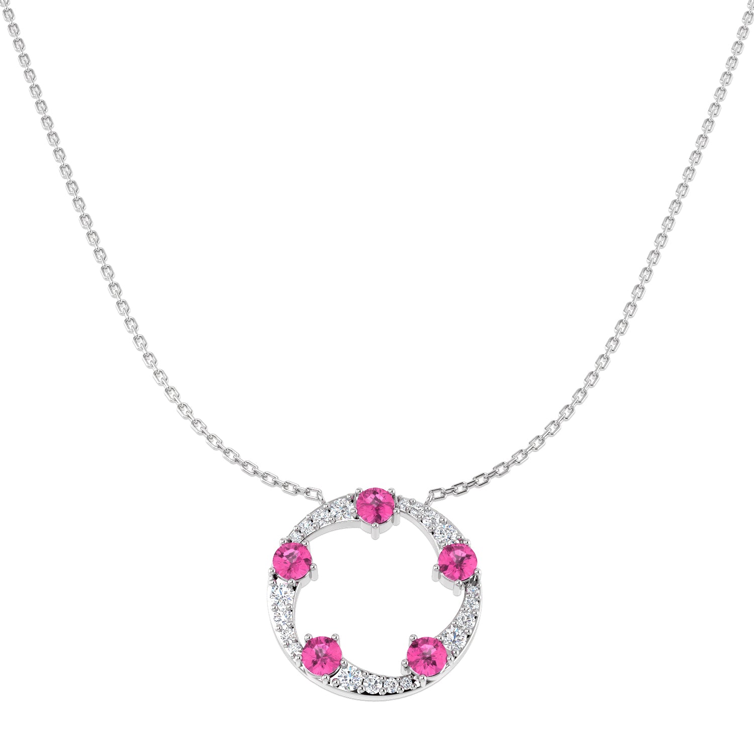 9ct White Gold 1.41ct Pink Sapphire Necklace