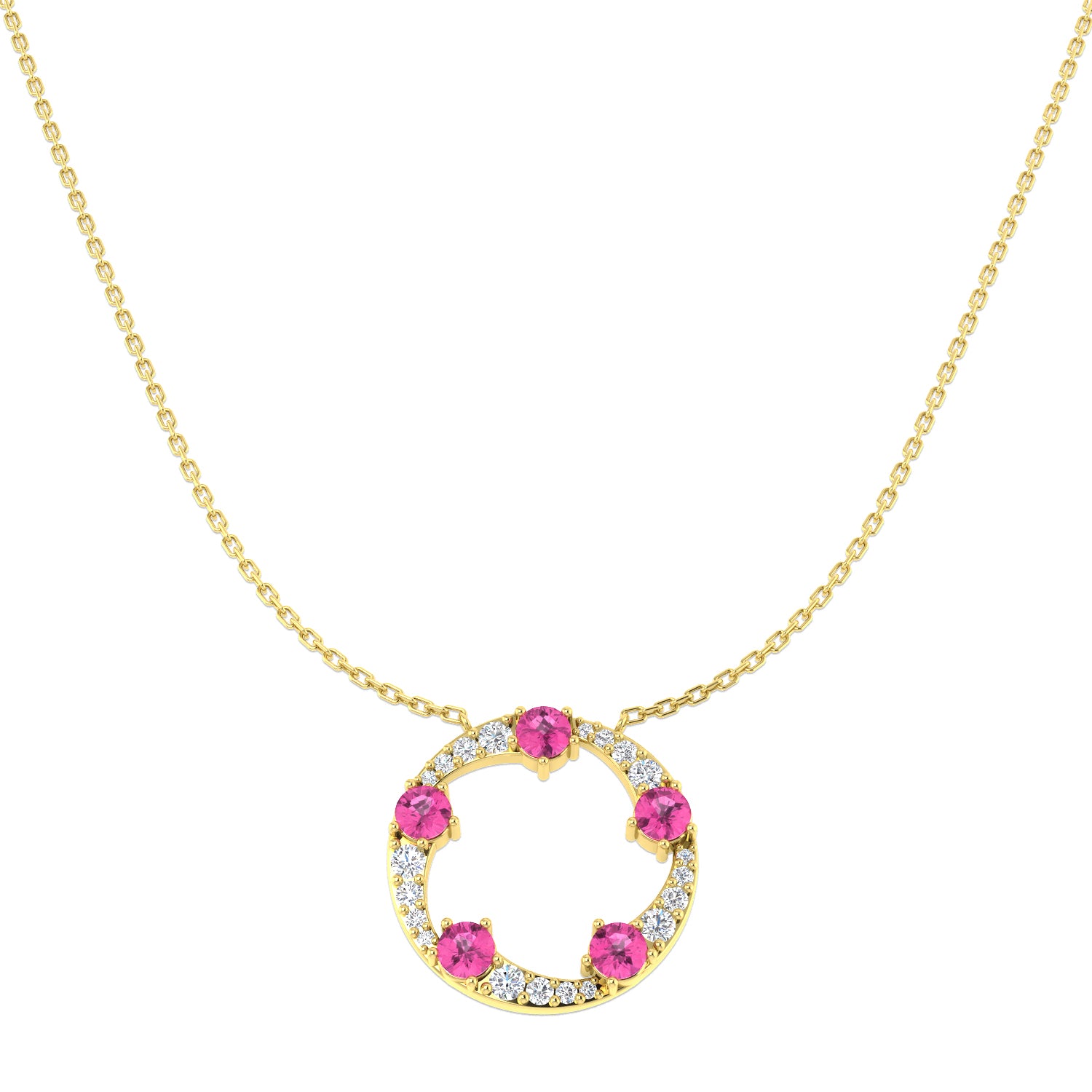 9ct Yellow Gold 1.41ct Pink Sapphire Necklace