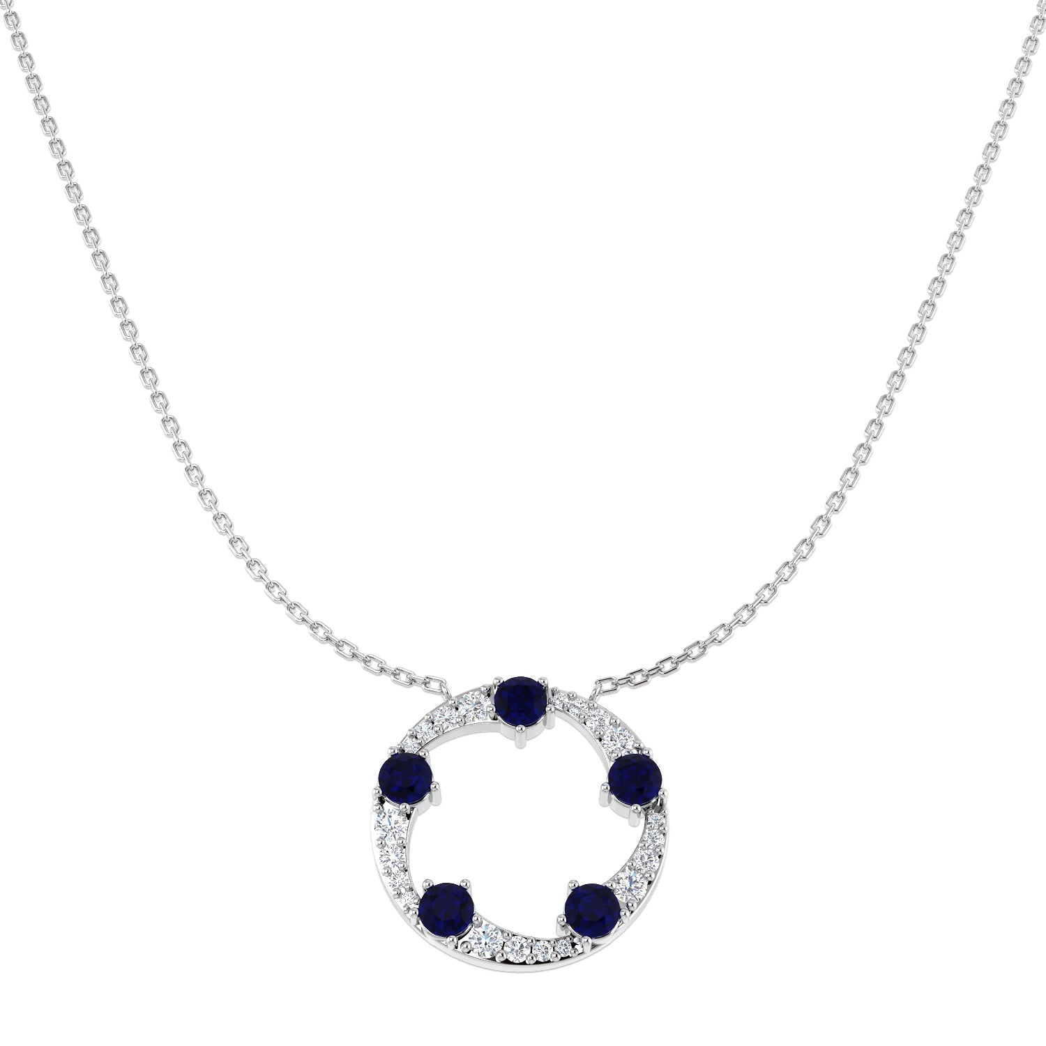 9ct White Gold 1.32ct Blue Sapphire Necklace