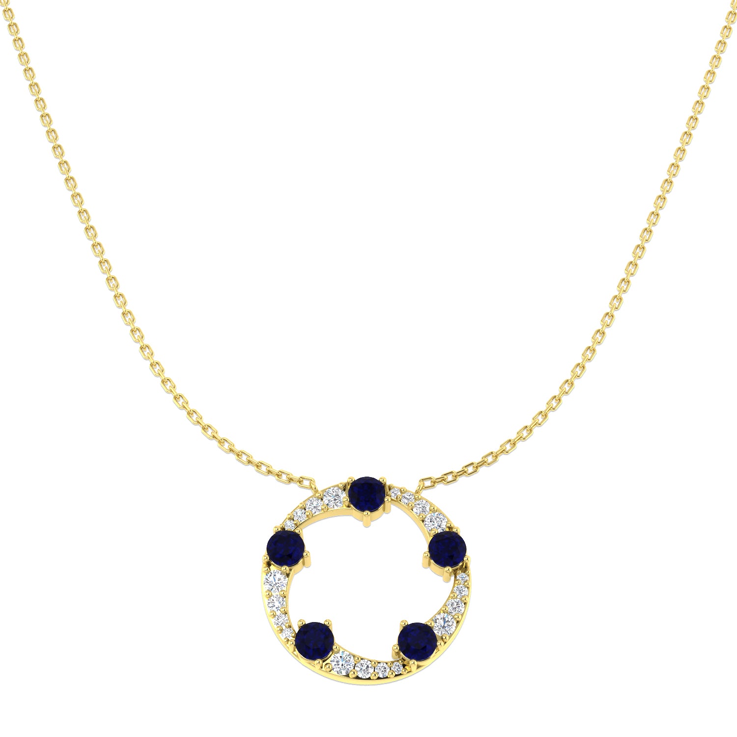9ct Yellow Gold 1.32ct Blue Sapphire Necklace