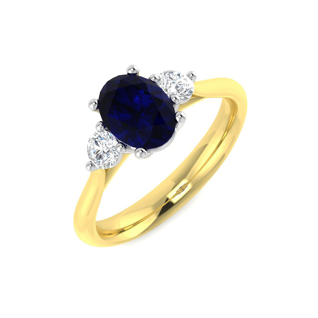 18ct Two-Tone Gold 1.36ct Blue Sapphire Ring