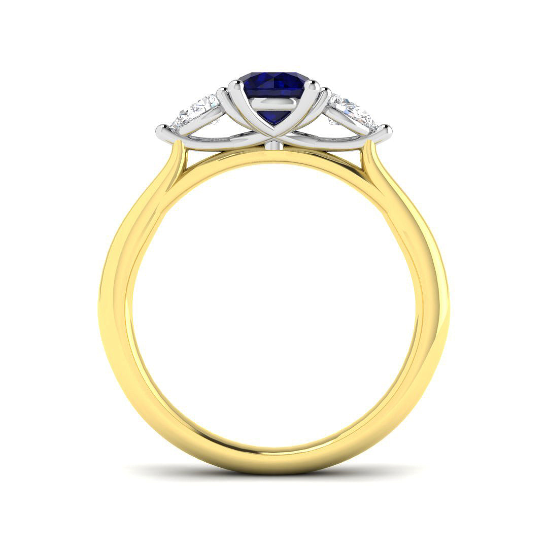 18ct Two-Tone Gold 0.83ct Blue Sapphire Ring
