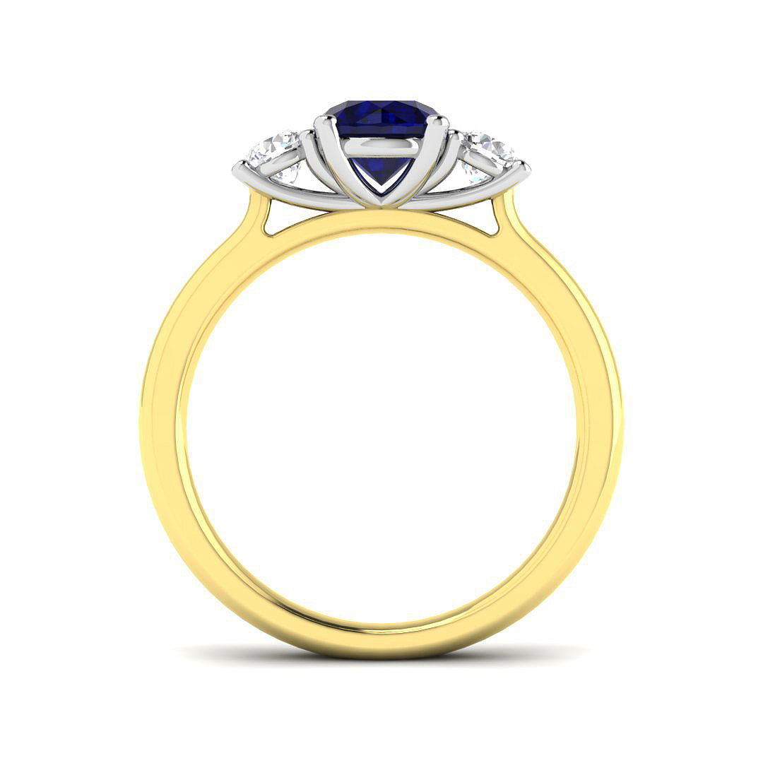 18ct Two-Tone Gold 1.64ct Blue Sapphire Ring