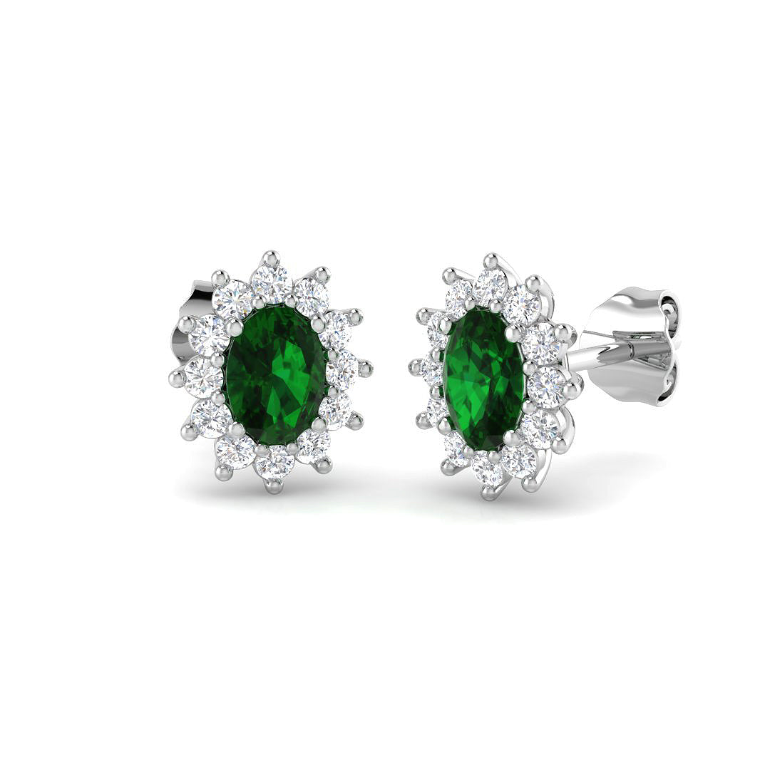 18ct White Gold 0.99ct Emerald Earrings