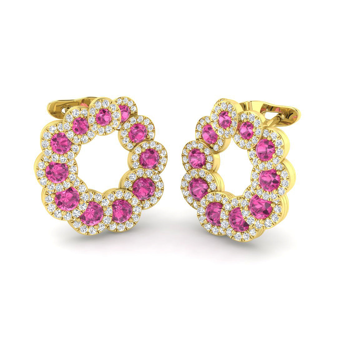 18ct Yellow Gold 2.64ct Pink Sapphire Earrings