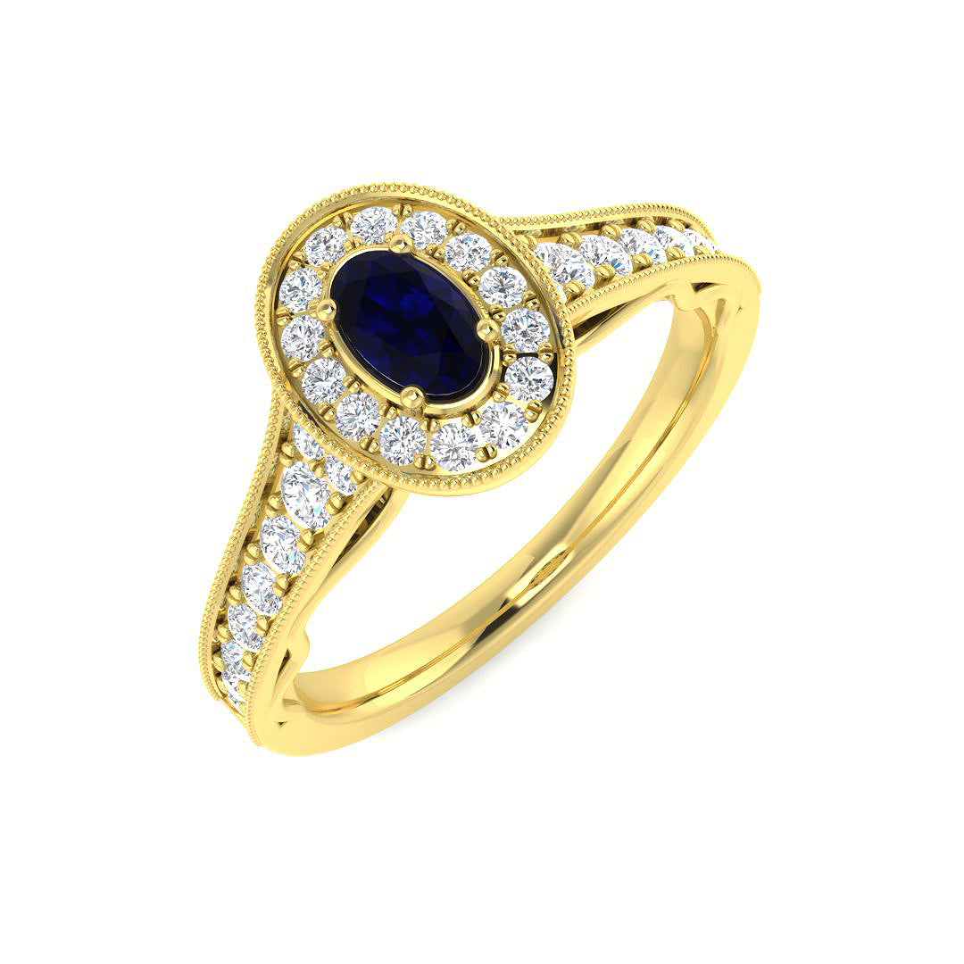 9ct Yellow Gold 0.70ct Blue Sapphire Ring