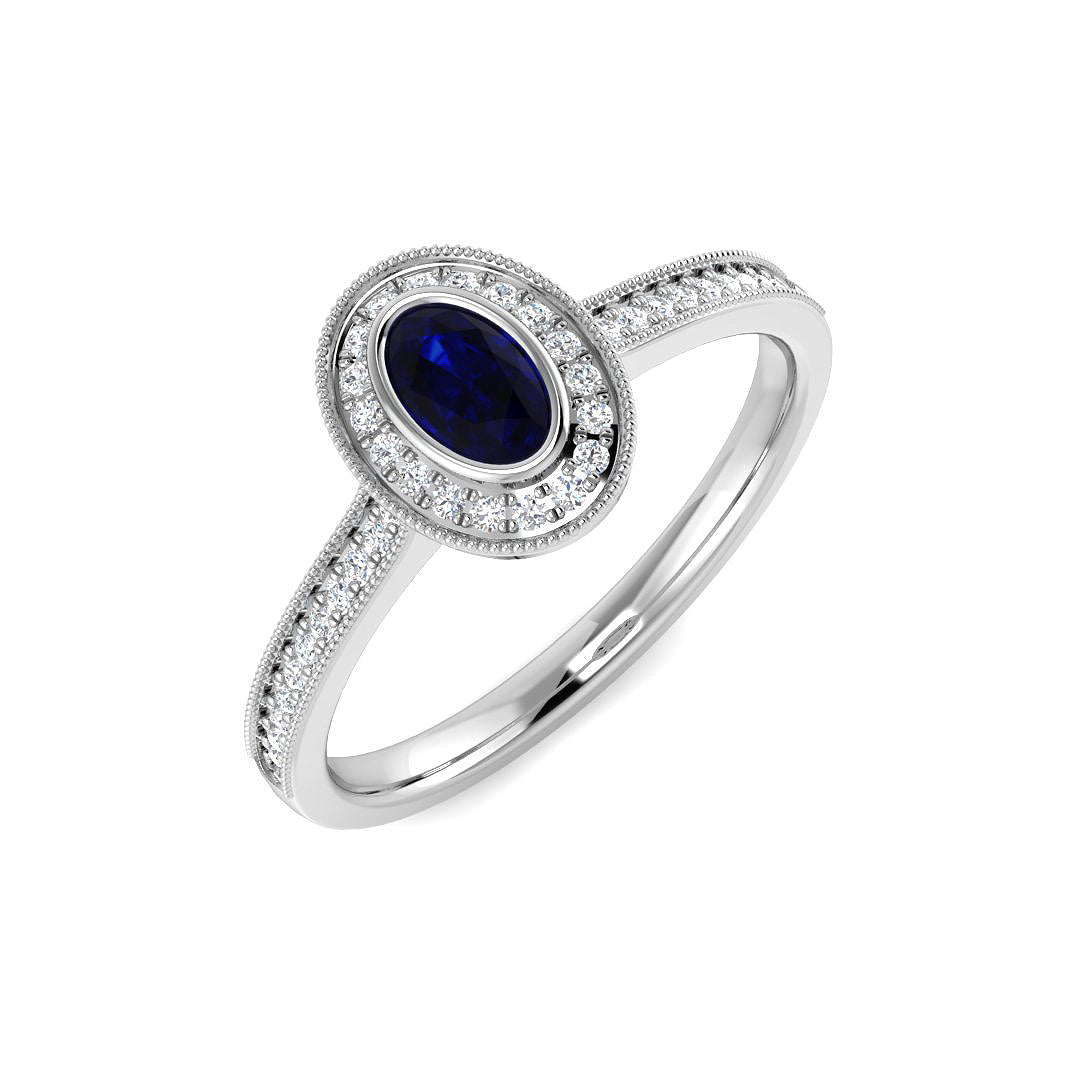 9ct White Gold 0.37ct Blue Sapphire Ring