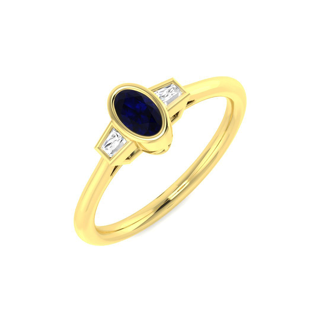 9ct Yellow Gold 0.33ct Blue Sapphire Ring