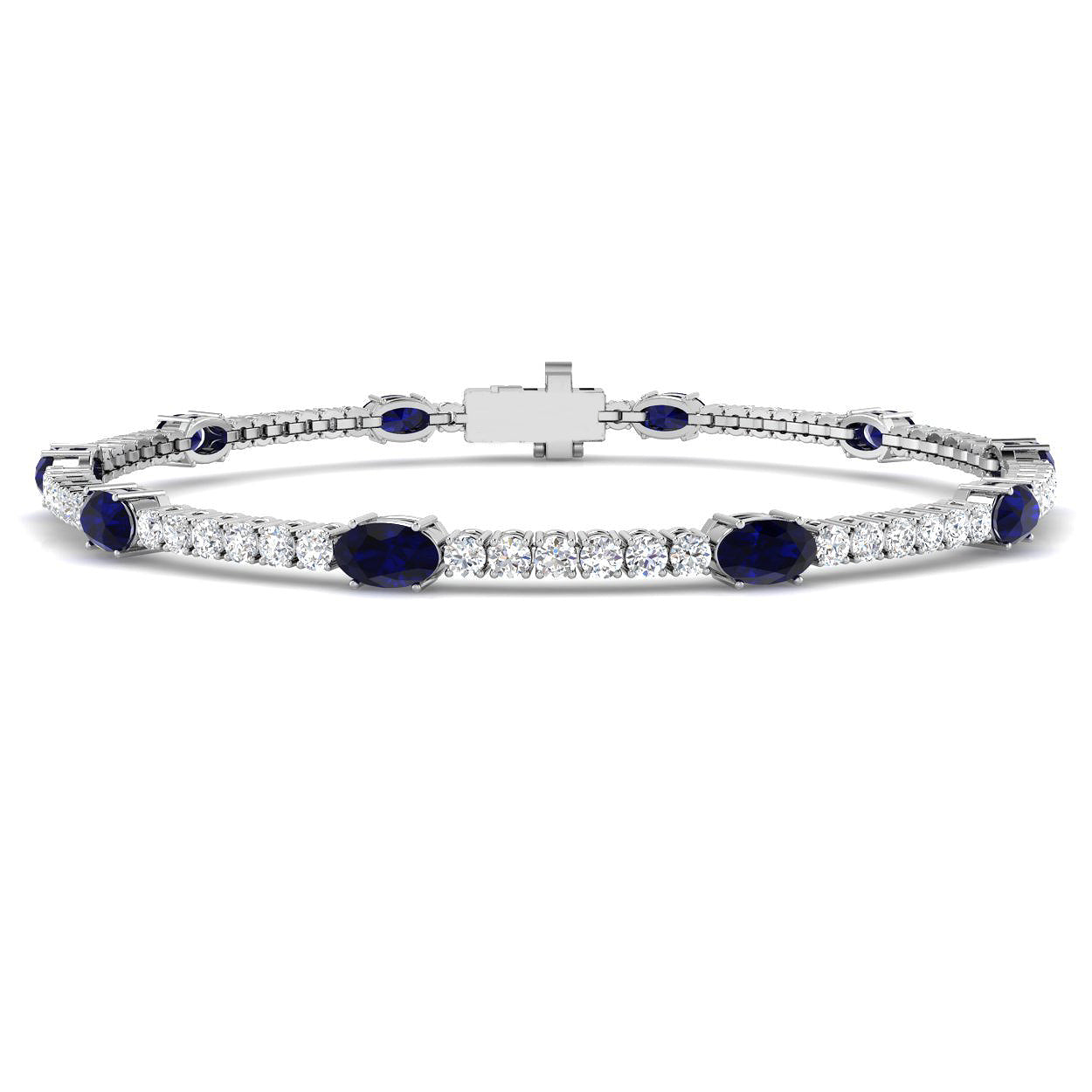 9ct White Gold 4.30ct Blue Sapphire Bracelet