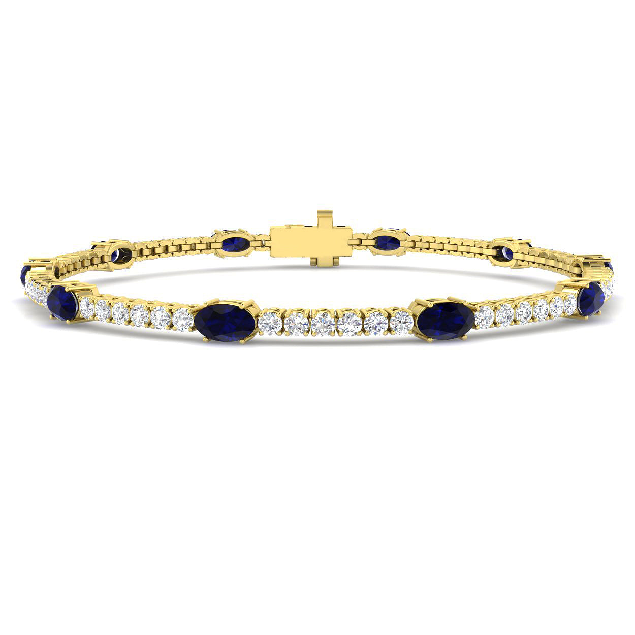9ct Yellow Gold 4.30ct Blue Sapphire Bracelet