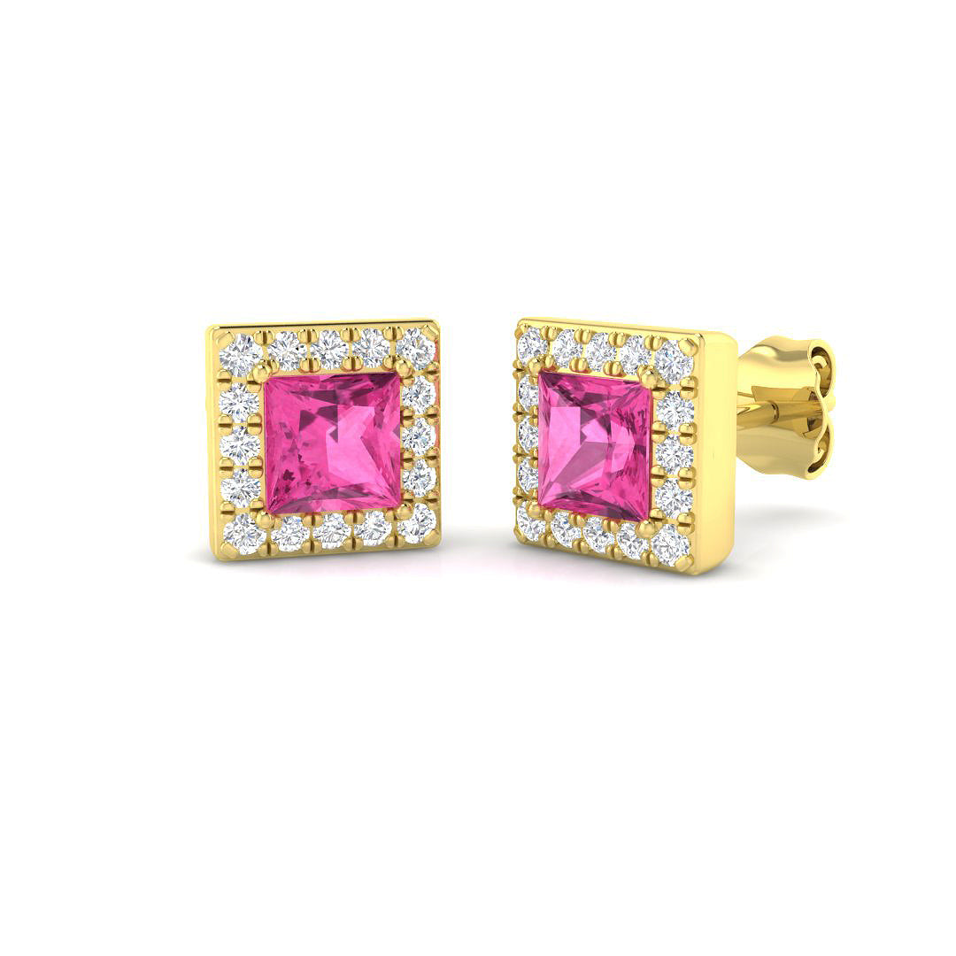 9ct Yellow Gold 1.31ct Pink Sapphire Earrings