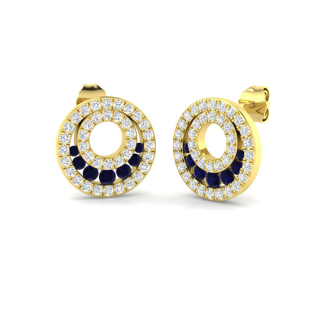 9ct Yellow Gold 1.20ct Blue Sapphire Earrings
