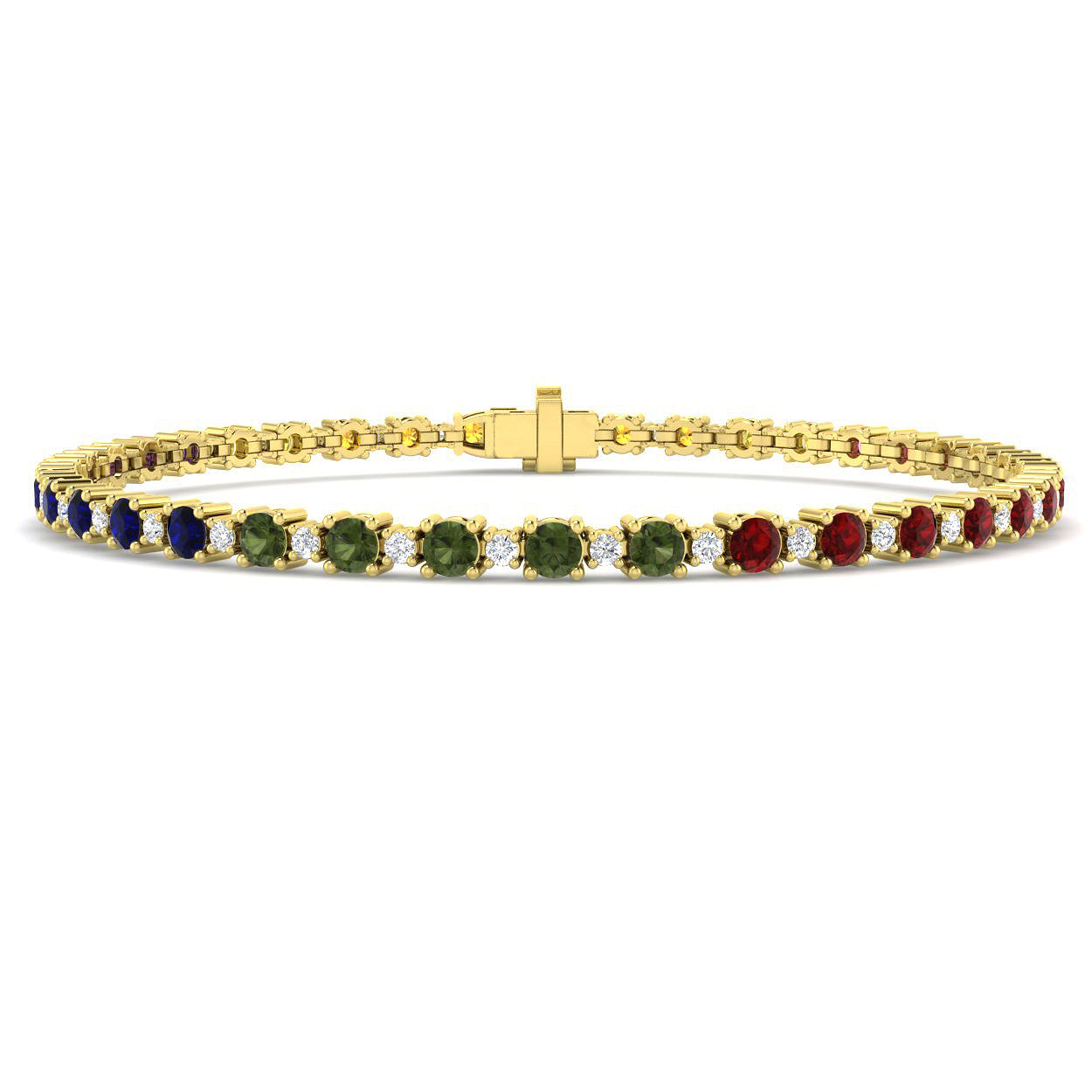 9ct Yellow Gold 4.60ct Multi Sapphire Bracelet