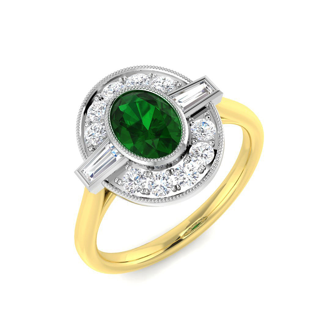 18ct Two-Tone Gold 1.07ct Emerald Ring
