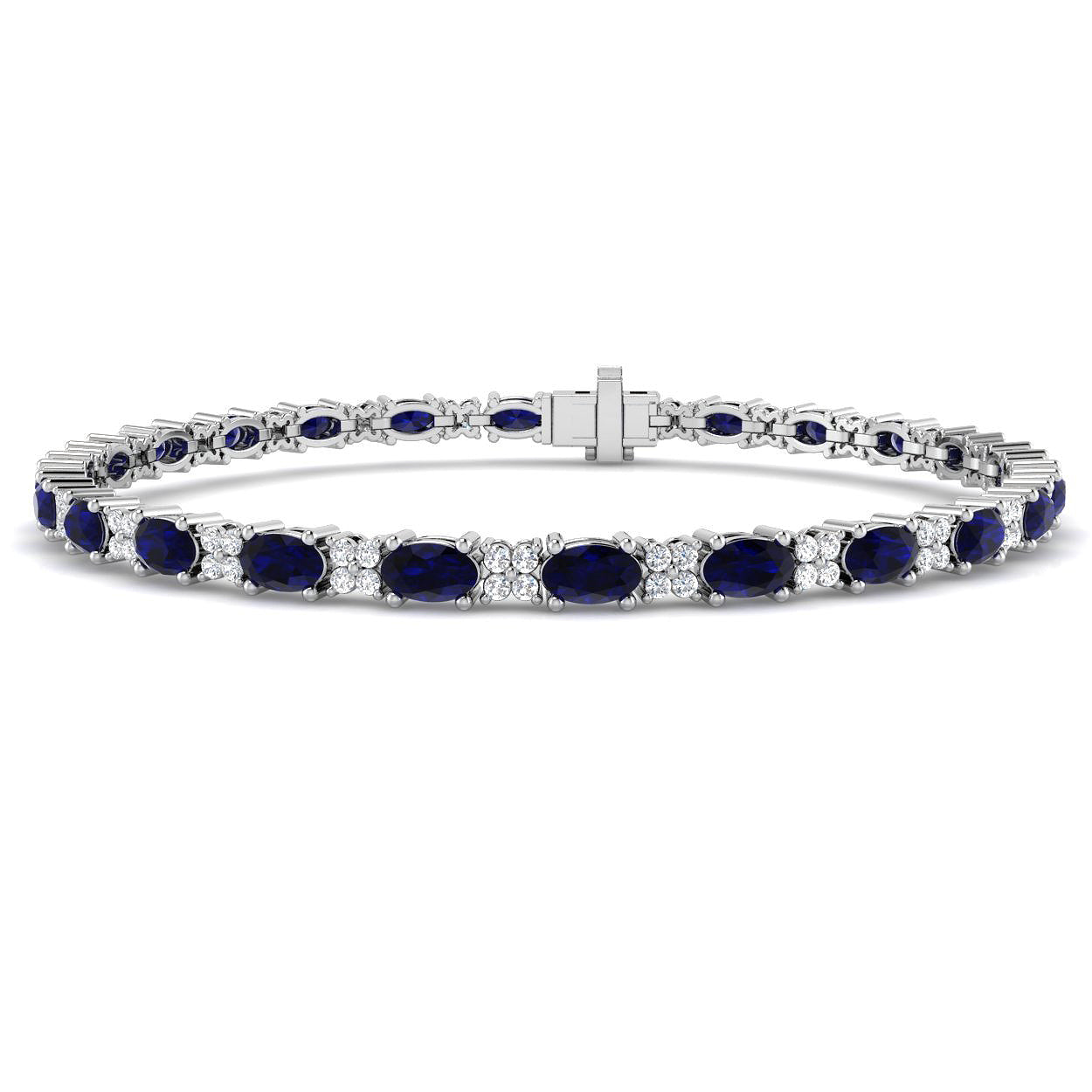 9ct White Gold 7.71ct Blue Sapphire Bracelet