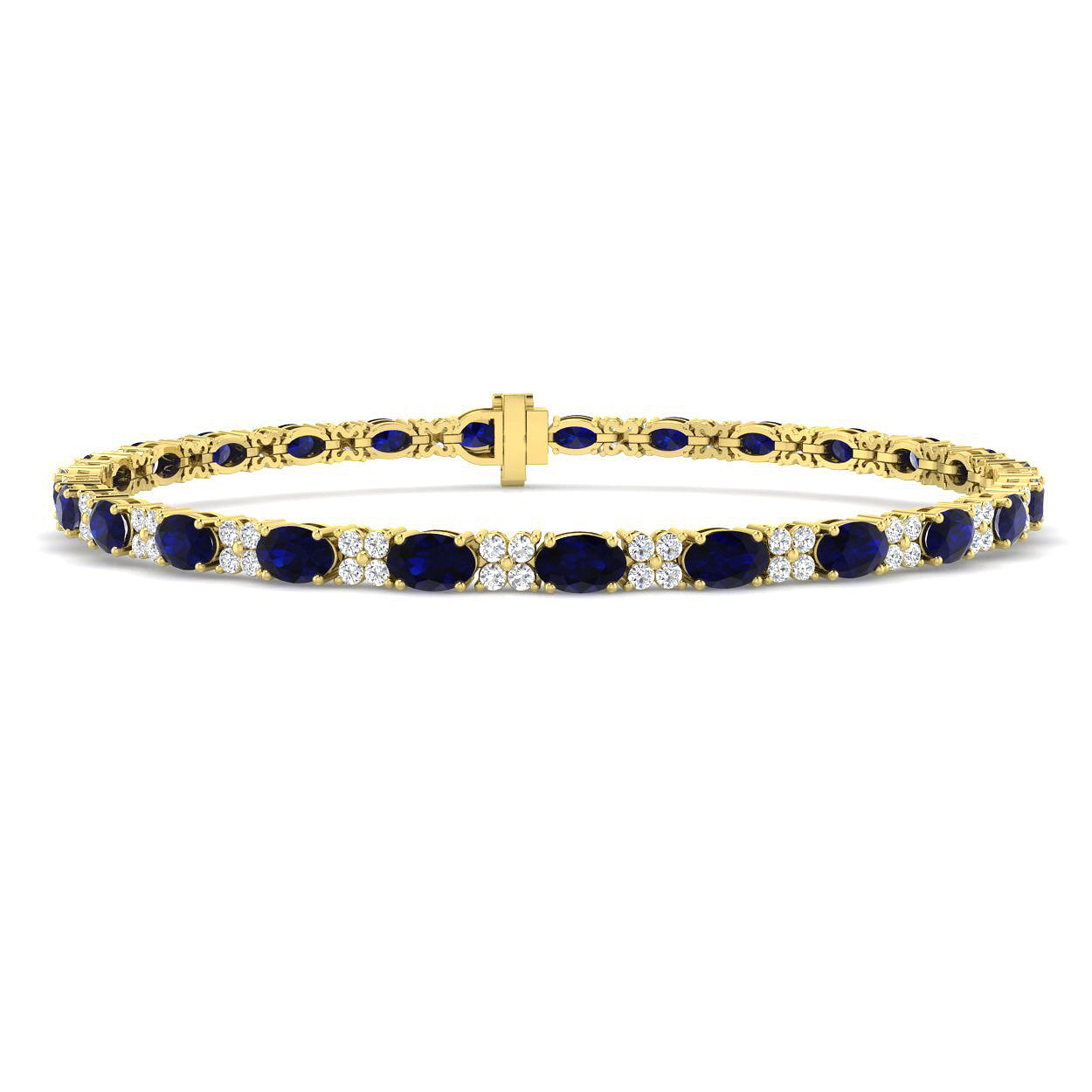 9ct Yellow Gold 8.20ct Blue Sapphire Bracelet