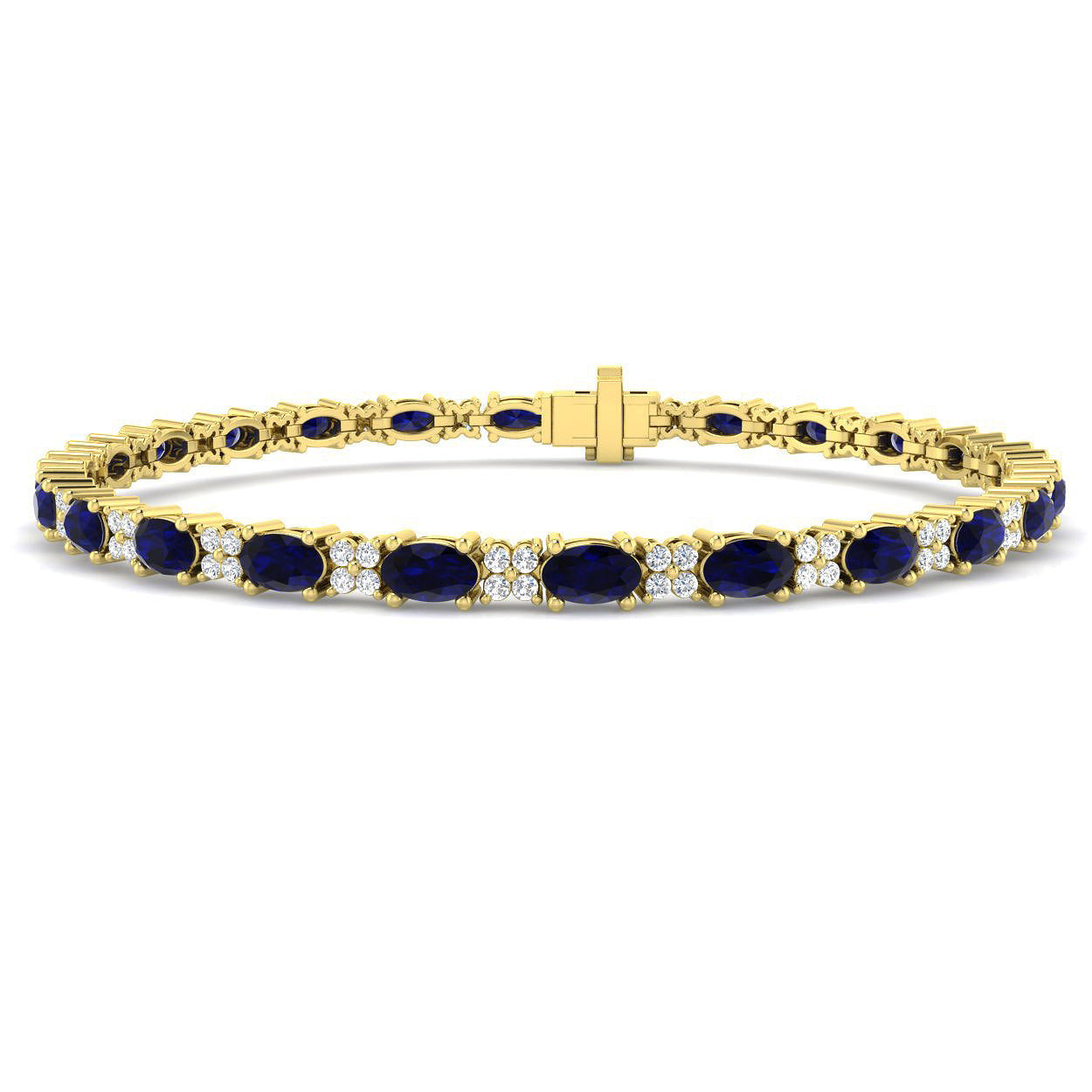 9ct Yellow Gold 7.71ct Blue Sapphire Bracelet