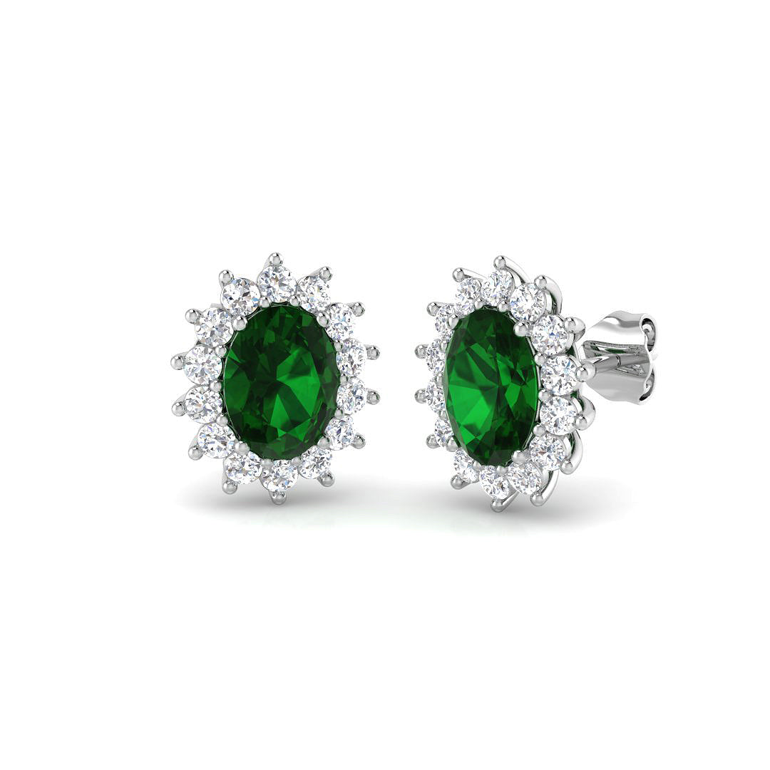 18ct White Gold 3.07ct Emerald Earrings