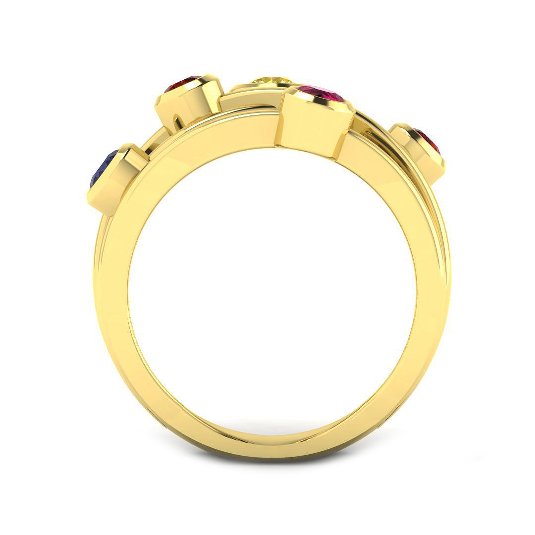9ct Yellow Gold 0.87ct Multi Sapphire Ring