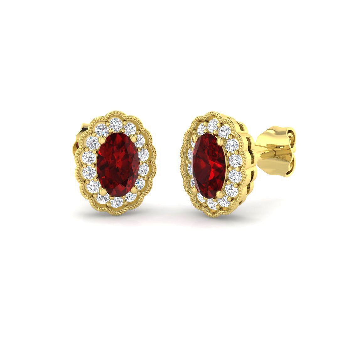 9ct Yellow Gold 1.36ct Ruby Earrings